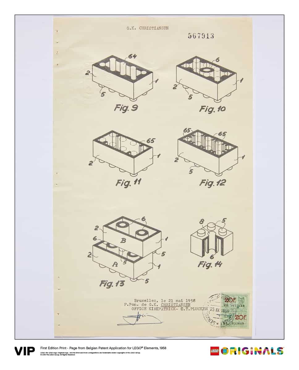 belgian patent lego 5005996 elements 1963